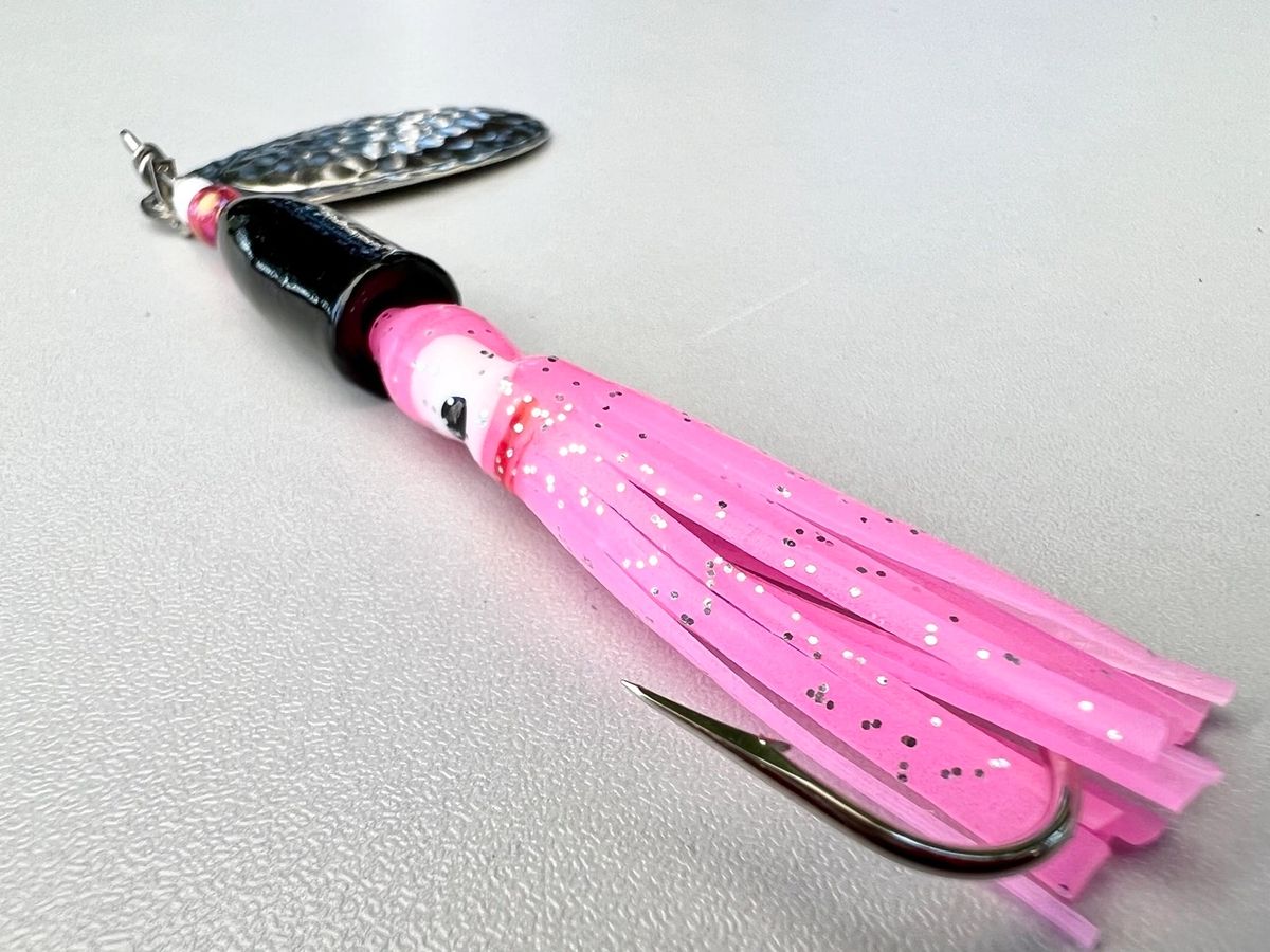 "Pink & Chrome" Bullet Squid Spinner 3/81/2oz Salmon & Steelhead Lure